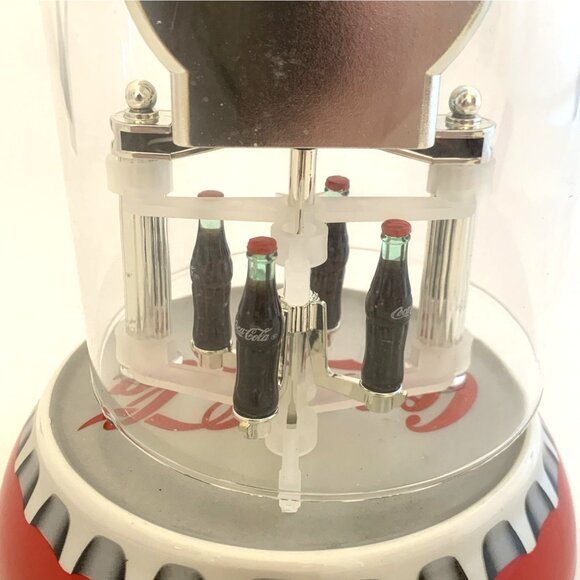 Coca Cola Bottle Cap Anniversary Clock Porcelain 2001 Glass Dome 7" Revolving - Picture 7 of 14